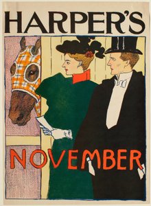 Lady and Gentleman Outside Horse Stall, November Harper