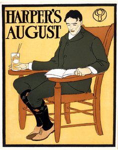Man Seated in Orange Chair, August Harper