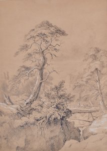 Landscape with wooden bridge by Edward Pretty