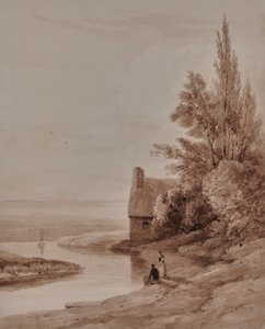 Waterscape with figures and a small boat