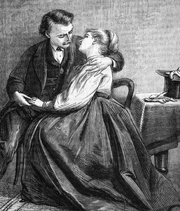 The acceptance of a proposal for marriage by Edward Robert Hughes