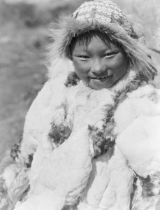 Eskimo child identified as Uyowutcha, probably from Nunivak Island, Alaska, c.1929 by Edward Sheriff Curtis