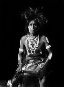 Hopi Indian Wearing a Naja Around the Neck