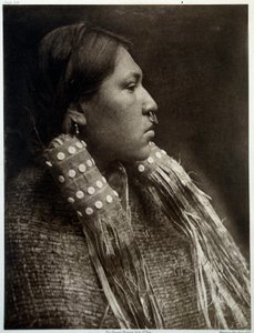 Indians of America: portrait of an Indian girl wearing a piercing in the nose by Edward Sheriff Curtis