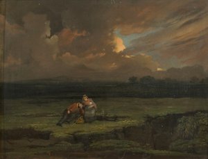 A Soldier and his Wife and Child in a Stormy Landscape by Edward Villiers Rippingille