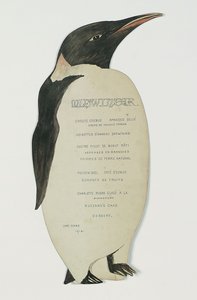 Menu in the Shape of an Emperor Penguin, for the Midwinter