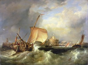 French Herring Boat Running into the Port off Havre de Grace by Edward William Cooke
