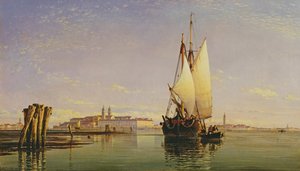The Euganean Hills and the Laguna of Venice - Trabaccola Waiting for the Tide, Sunset
