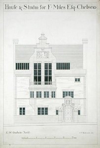 House and Studio for F. Miles Esq, Chelsea, engraved by C.P. Edwards by Edward William after Godwin