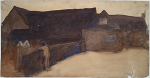 A Farmyard by Edwin Austin Abbey
