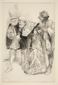 Baptista Protests, illustration for Act I, Scene i, Taming of the Shrew