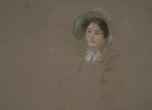 Bust-Length Sketch of a Woman Wearing a Bonnet