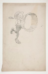 Cartoon of a Man Chasing a Bee with a Basket by Edwin Austin Abbey