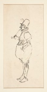 Cartoon of a man in pantaloons by Edwin Austin Abbey