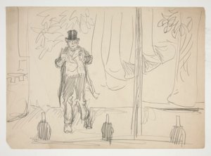 Cartoon of an Actor on Stage - Unidentified Illustration by Edwin Austin Abbey