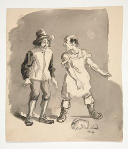 Cartoon of Two Men and a Broken Pot by Edwin Austin Abbey
