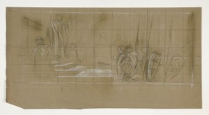 Composition study for The Departure, from The Quest of the Holy Grail (a series of fifteen paintings for the Boston Public Library, completed in 1901) by Edwin Austin Abbey