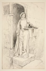 Enter Mistress Anne Page with Wine - Act I, Scene I, Merry Wives of Windsor by Edwin Austin Abbey