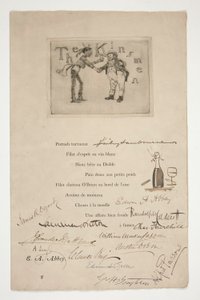 Etching by E.A. Abbey: The Kinsmen - (Illustration to a French Verse)