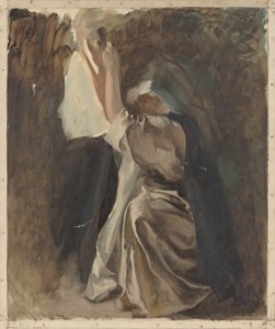 Figure Study of a Nun, for The Infancy of Galahad, in The Quest and Achievement of the Holy Grail, Book Delivery Room, Boston Public Library by Edwin Austin Abbey