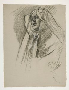 Figure study for the Infancy of Galahad, from The Quest of the Holy Grail (a series of 15 paintings for the Boston Public Library, completed in 1901) by Edwin Austin Abbey