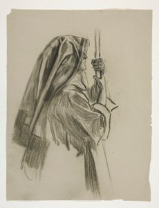 Figure study for the Knighting of Sir Galahad, from The Quest of the Holy Grail
