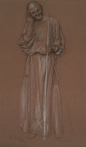 Figure Study, Old Man with Staff, Possibly Polonius by Edwin Austin Abbey