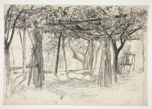 Figures under an arbor