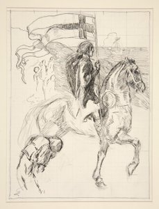 Galahad Departs, study for The Quest of the Holy Grail (series of fifteen paintings for the Boston Public Library, completed in 1901) by Edwin Austin Abbey