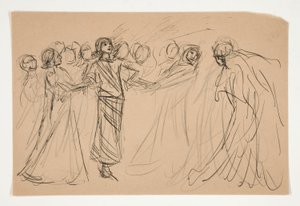 Galahad and the Captive Virtues, study for The Quest of the Holy Grail (series of fifteen paintings for the Boston Public Library, completed in 1901) by Edwin Austin Abbey