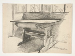 Interior Study: Rothenburg, Study of a Gothic Table by Edwin Austin Abbey