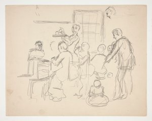 Interior Restaurant Scene (Unidentified Illustration) by Edwin Austin Abbey