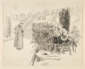 Malvolio finds the letter, illustration for Act II, Scene v, Twelfth Night