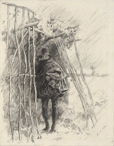 Man in Rain, Study for Illustration by Edwin Austin Abbey