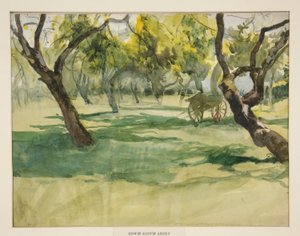 Orchard with Farm Cart