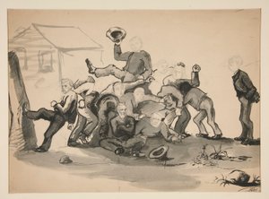 Pile of men: caricature