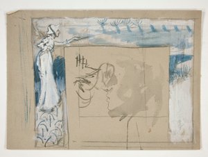 Preliminary Sketch for a Tile Fireplace Surround by Edwin Austin Abbey