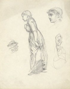 Sheet of Studies: Woman, Head, and Hands by Edwin Austin Abbey