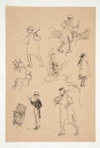 Sheet of sketches of country figures