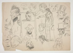 Sheet of Sketches of Faces by Edwin Austin Abbey