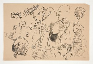 Sheet of Sketches of Heads by Edwin Austin Abbey