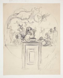 Sketch for a Mural Over a Door Jamb - Unidentified by Edwin Austin Abbey