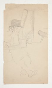 Sketch of a Crippled Man Seated at Table in Bar by Edwin Austin Abbey