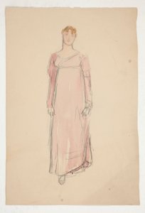 Sketch of a Woman in Pink - Costume Study for a Play?