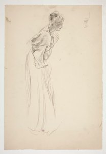 Sketch of a Woman, Stooped and Praying by Edwin Austin Abbey