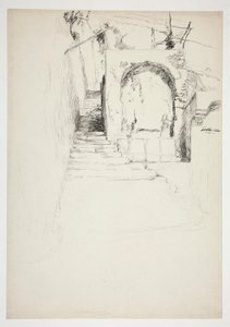 Sketch of an Outdoor Stairway (Italian Pergola, for Book Illustration) by Edwin Austin Abbey