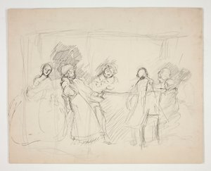 Sketch of Figures Around a Table - Unidentified Illustration for a Play? by Edwin Austin Abbey