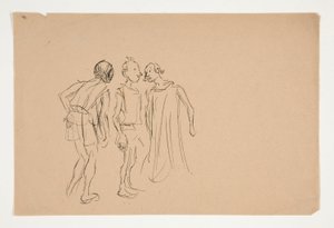 Sketch of three men, from Merchant of Venice by Edwin Austin Abbey