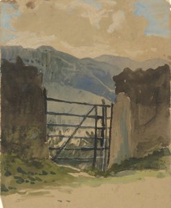 Stone Wall and Gate, Sketch by Edwin Austin Abbey