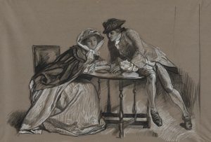 Study. Lady and Gentleman in Conversation Across a Table by Edwin Austin Abbey